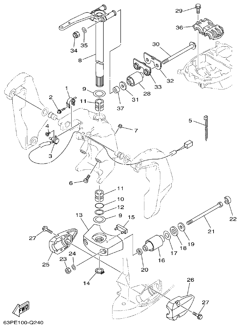 Yamaha F150FET, FL150FET BRACKET 2 parts diagram
